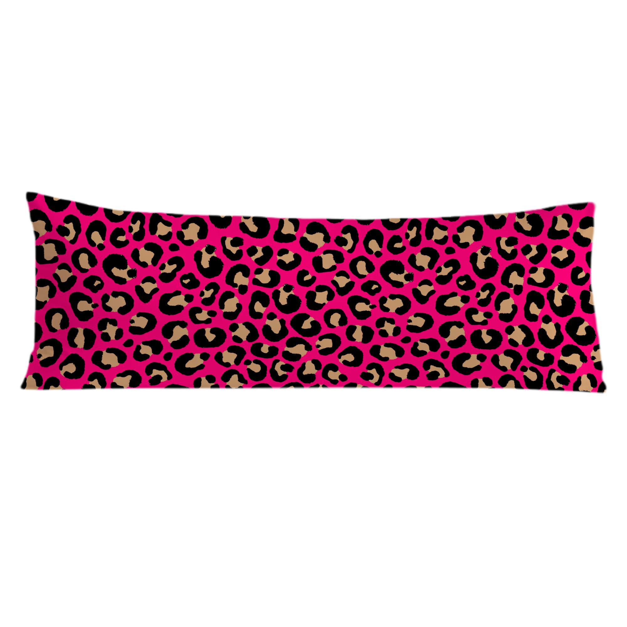 Exqcom hot pink Y2K leopard pillow cover front closeup shows soft texture for comfy lounging