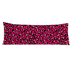 Exqcom hot pink Y2K leopard pillow cover front closeup shows soft texture for comfy lounging