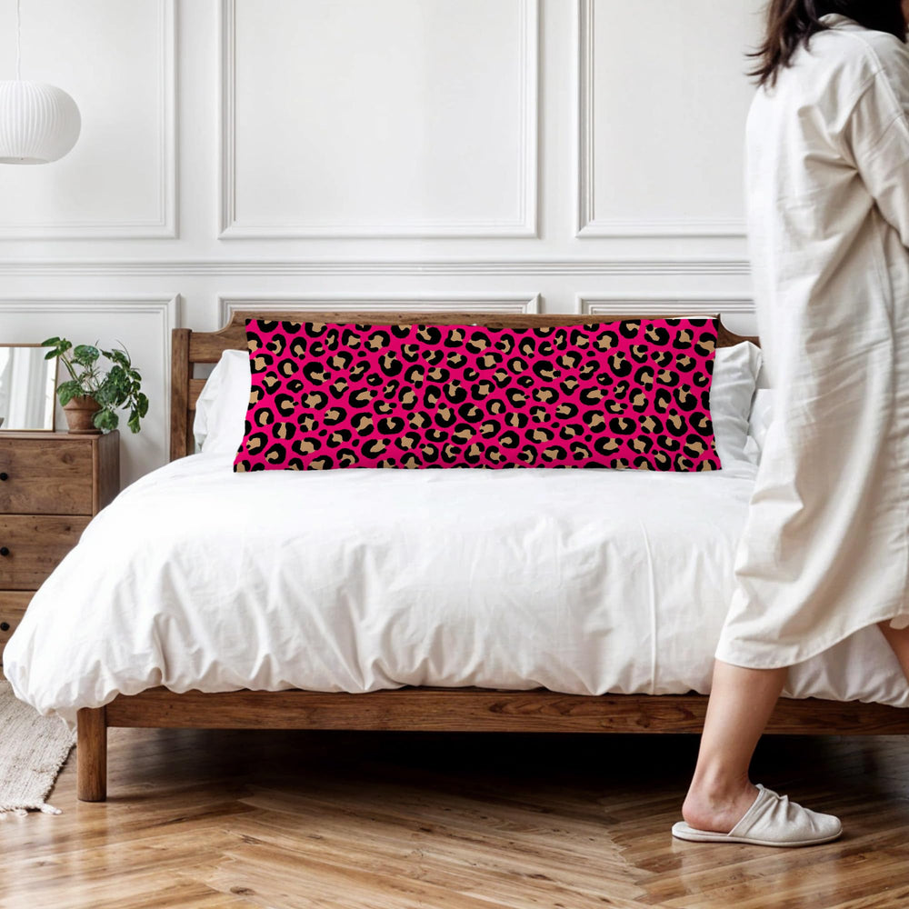 Exqcom leopard pillow cover back view with envelope closure for easy swaps