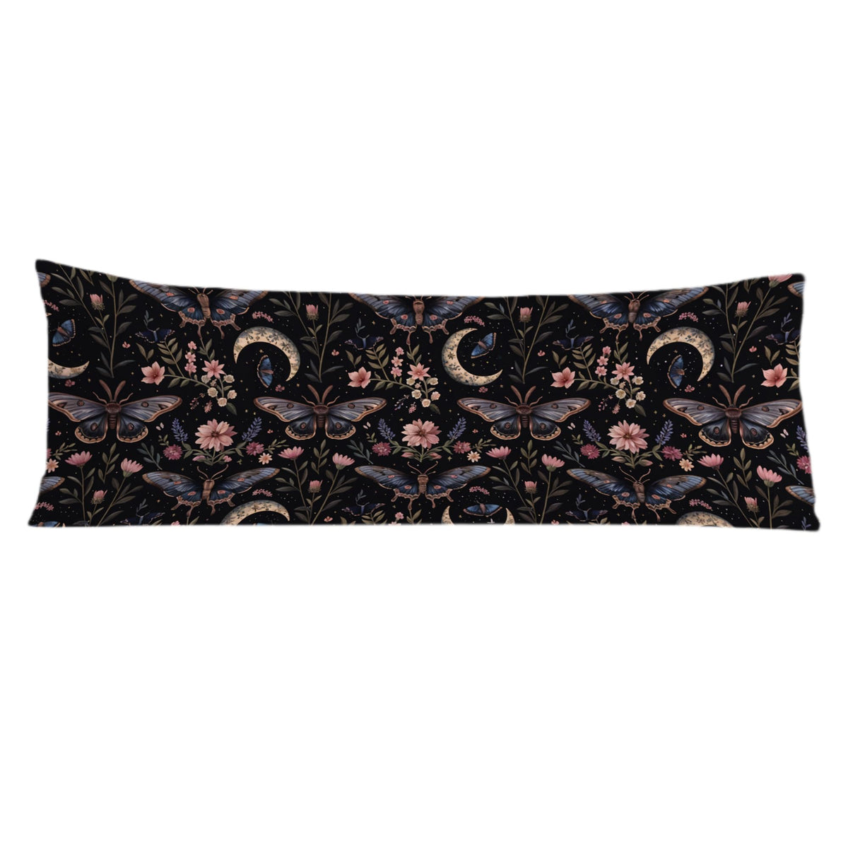 Exqcom Mystical Gothic Moth Butterfly pillow cover close-up for cozy bedroom decor.