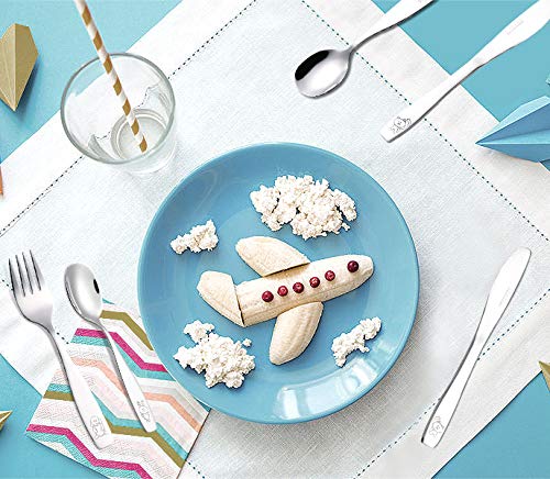 Exzact ANNOVA utensils in toddler hands demonstrating easy-to-hold design