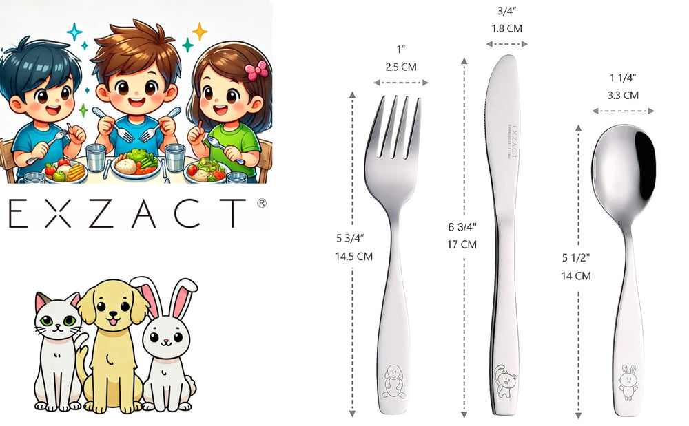Exzact children's flatware bunny design makes mealtime inviting for toddlers