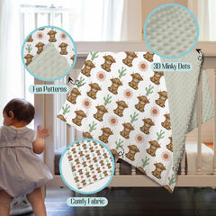 EyMzcod Mink Baby Blanket with cactus motif brings soft comfort for on-the-go travel.