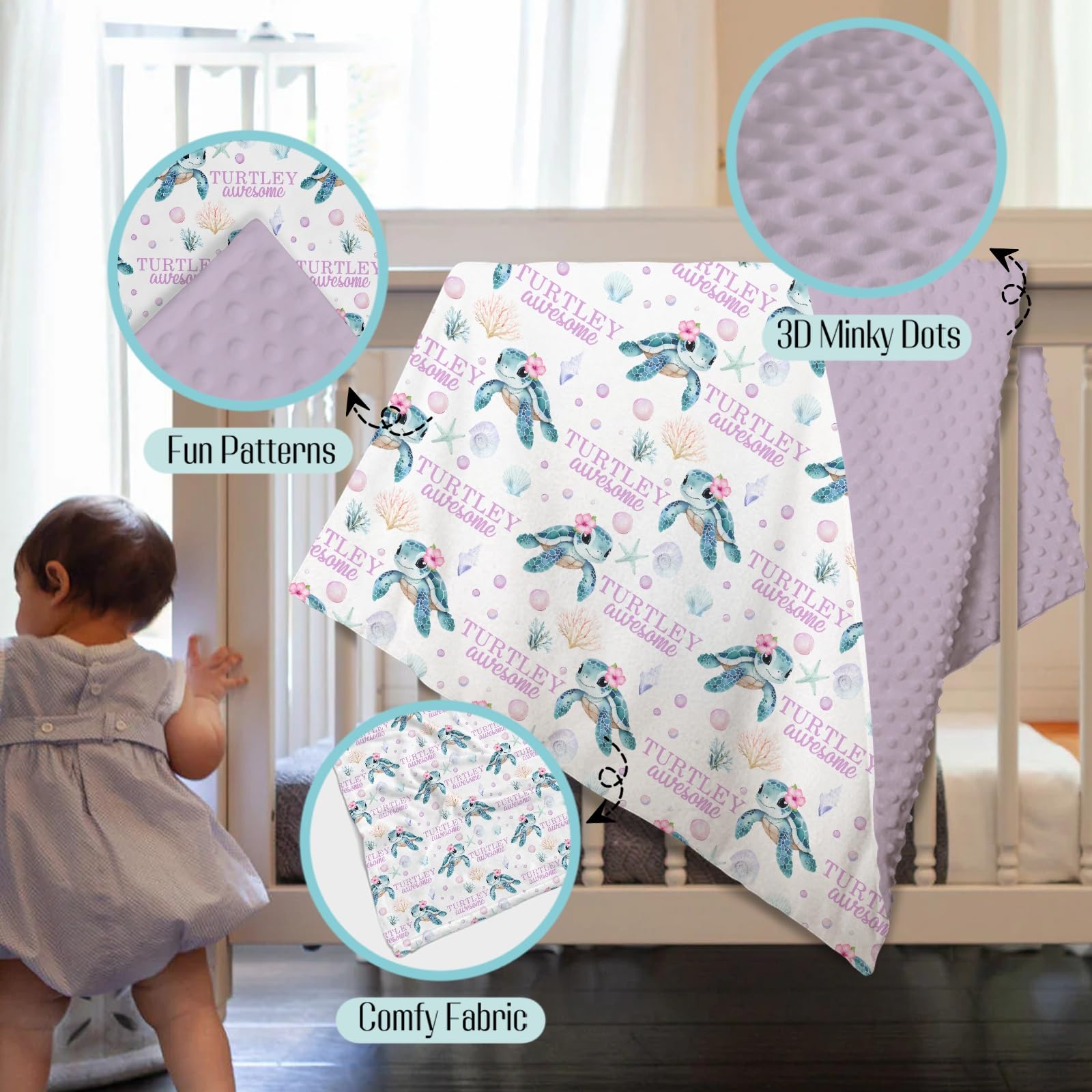 EyMzcod Mink Baby Blanket double-layer dot-back demonstrates breathable, skin-friendly comfort for crib and stroller use.