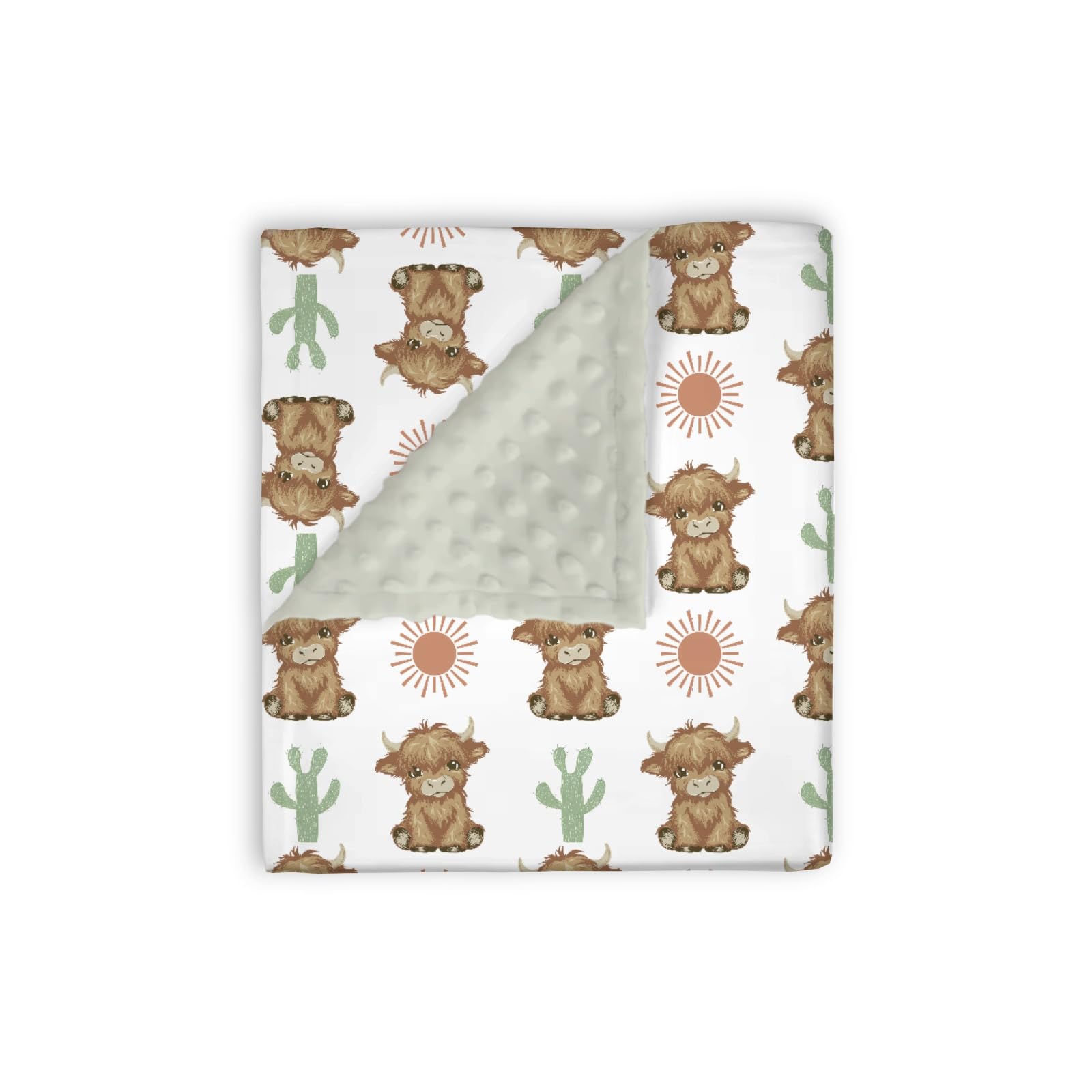 EyMzcod Mink Baby Blanket with Highland Cow pattern offers cozy warmth for naps.