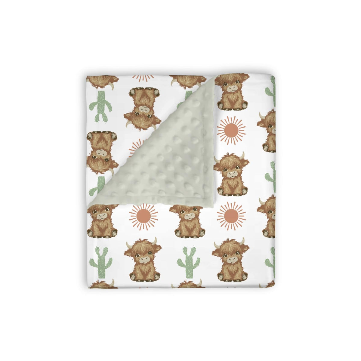 EyMzcod Mink Baby Blanket with Highland Cow pattern offers cozy warmth for naps.