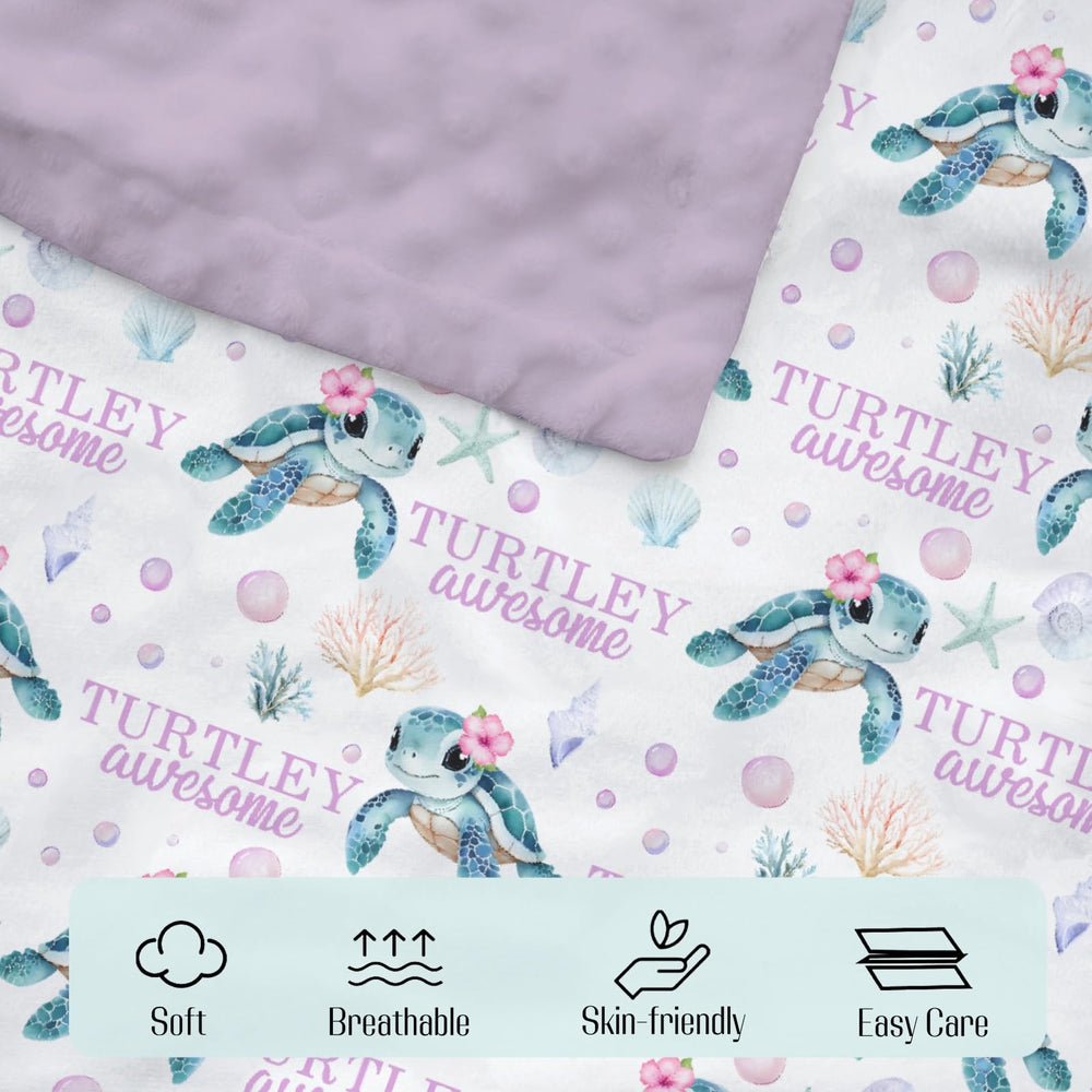 EyMzcod Mink Baby Blanket nursery decor theme emphasizes calming colors and turtle pattern for a cozy sleep space.