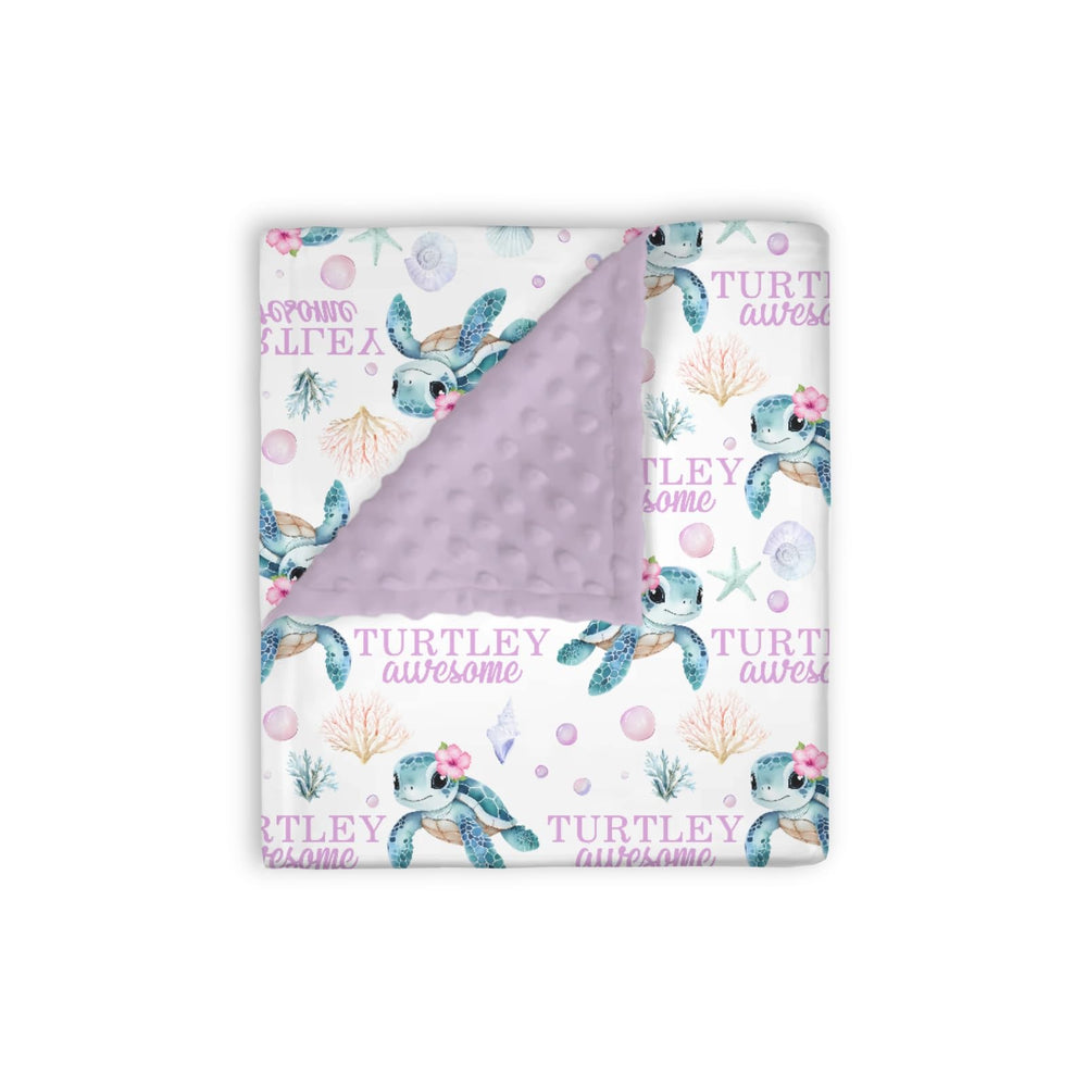 EyMzcod Mink Baby Blanket purple Undersea Turtle design for cozy swaddling and bedtime warmth.