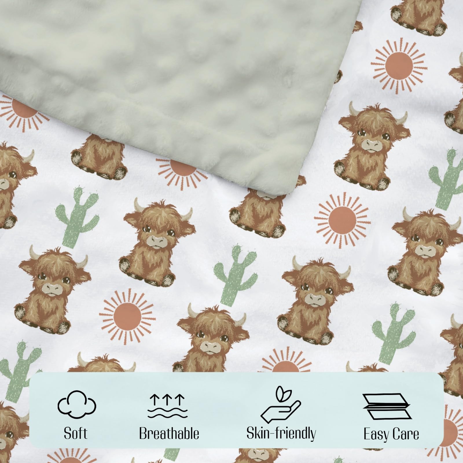 EyMzcod Mink Baby Blanket Sun Cowgirl pattern supports gentle nap time and car rides.