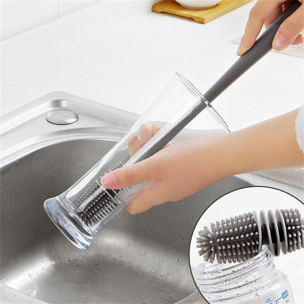 EYAKEG silicone bottle brush is dishwasher-safe and heat-tolerant for easy sanitation