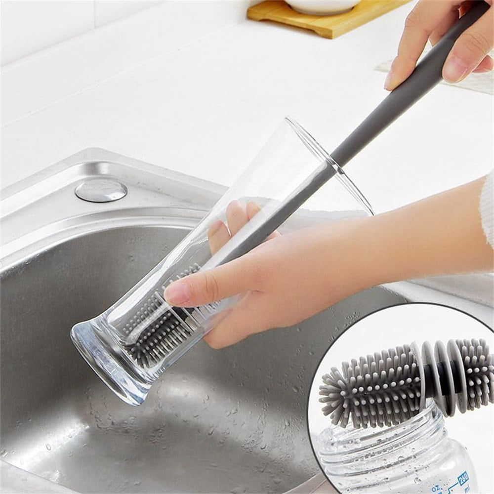 EYAKEG silicone bottle brush is dishwasher-safe and heat-tolerant for easy sanitation