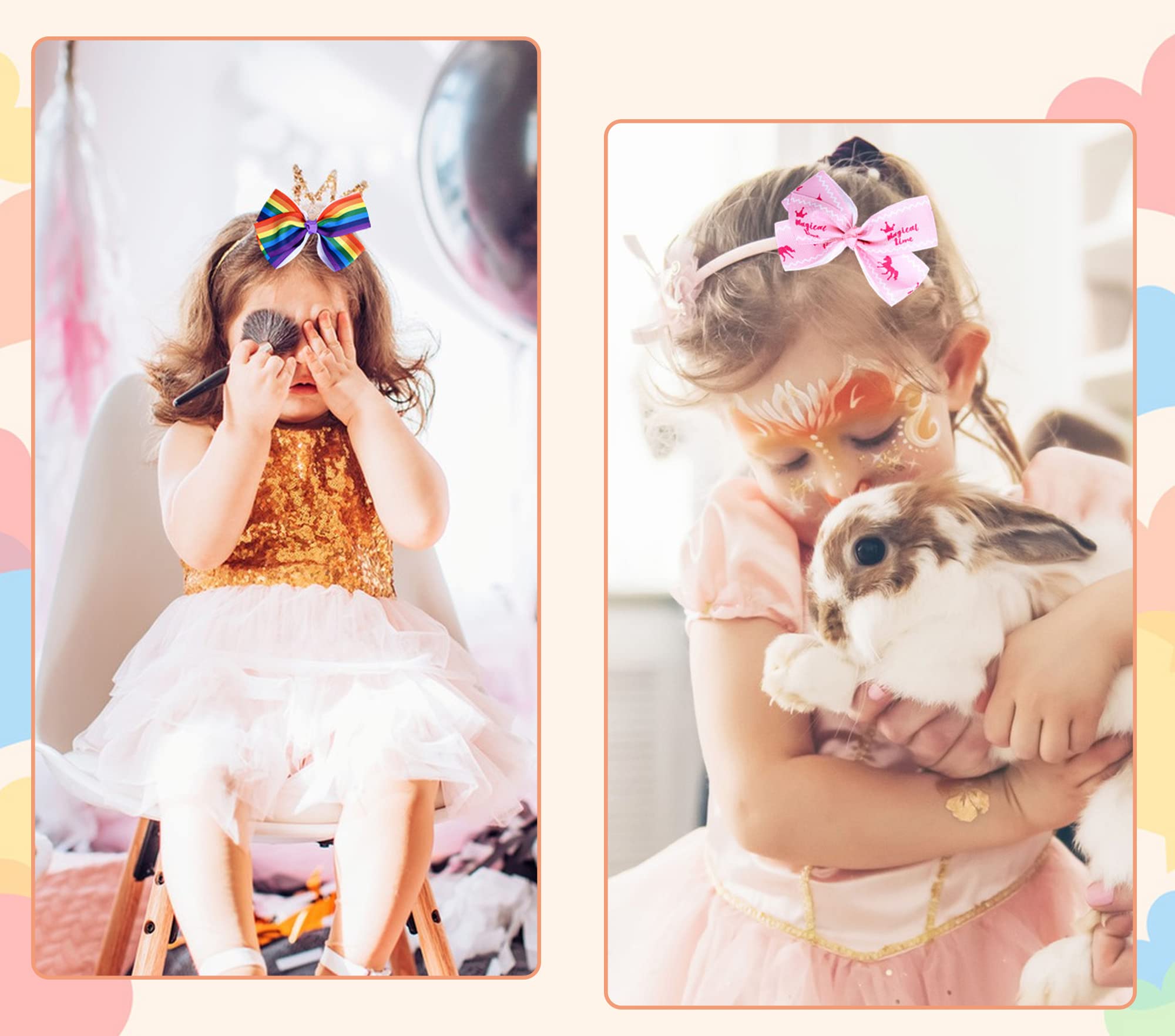 Eyegla heart-pattern bows with clips offering reliable grip for active kids