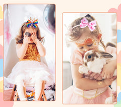 Eyegla heart-pattern bows with clips offering reliable grip for active kids