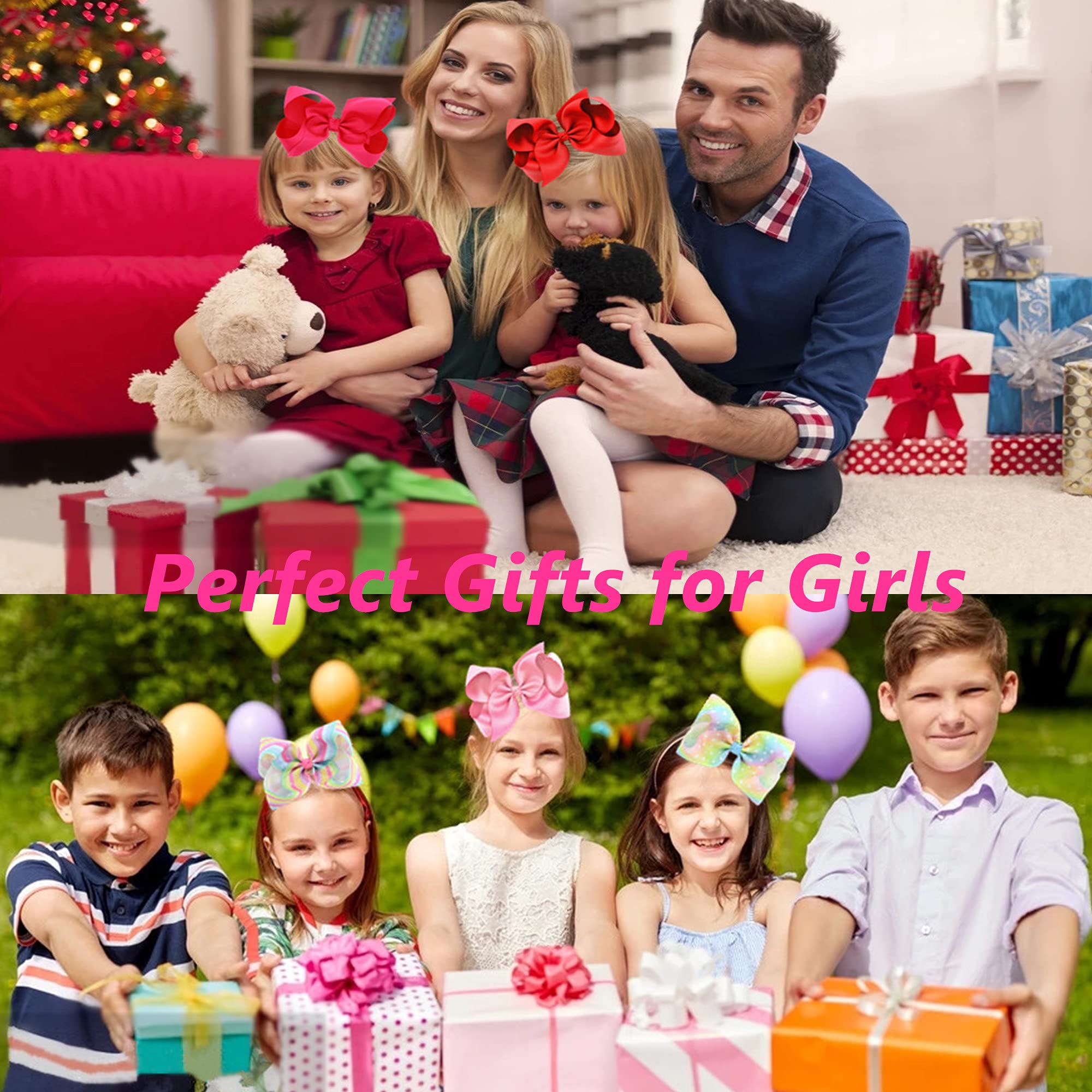 Eyegla hair bows 12-pack patterns for festive party styling