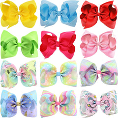 Eyegla hair bows 12-pack solid colors for easy outfit matching