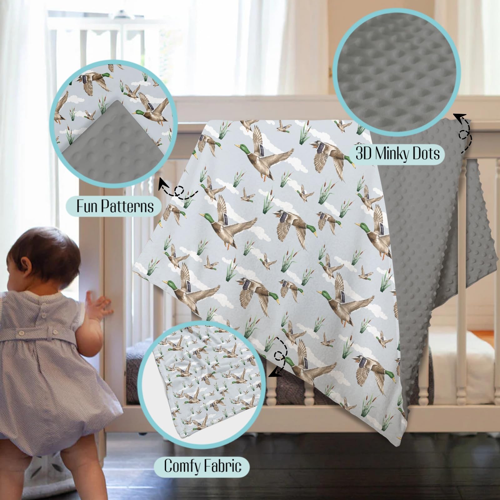 EyMzcod blanket features animal hunter reed texture for gentle, skin-friendly comfort.