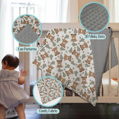 EyMzcod Mink Baby Blanket back dotted texture adds cozy detail for chilly days.