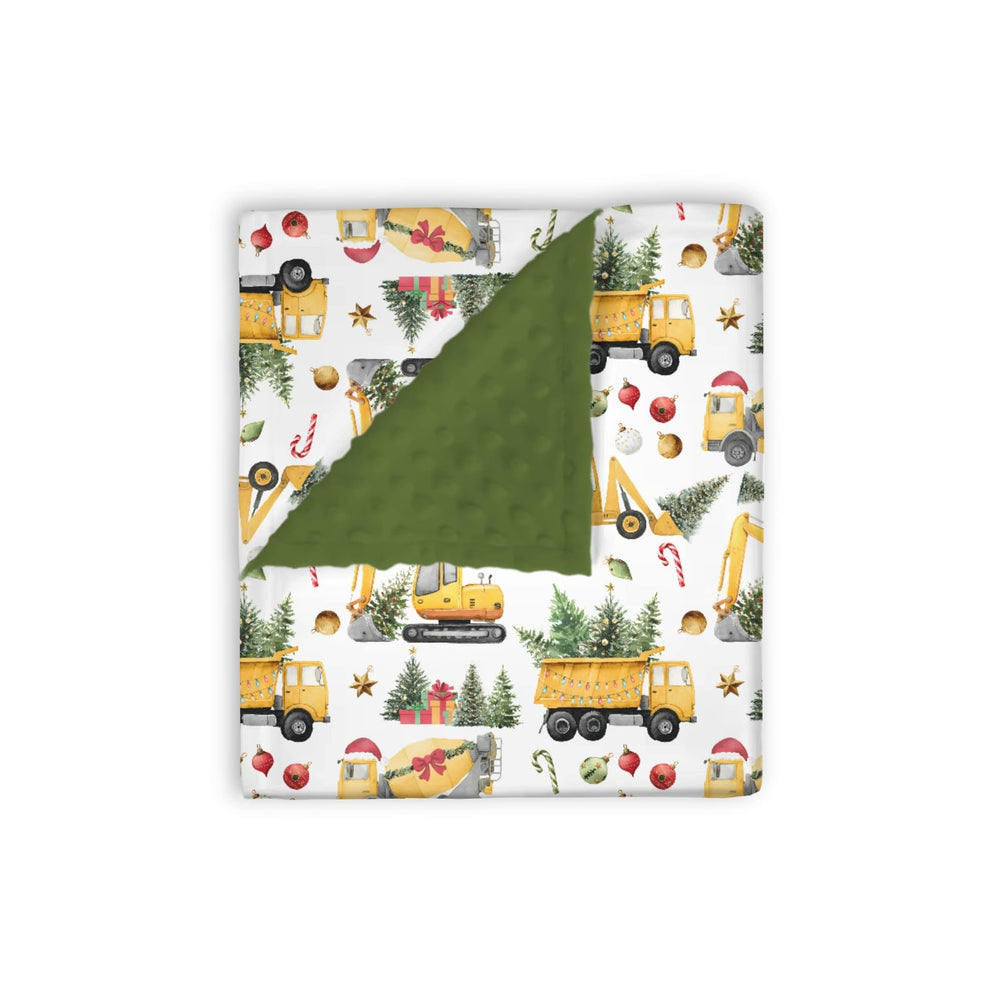 EyMzcod Mink Baby Blanket construction-vehicles pattern keeps baby warm during playtime