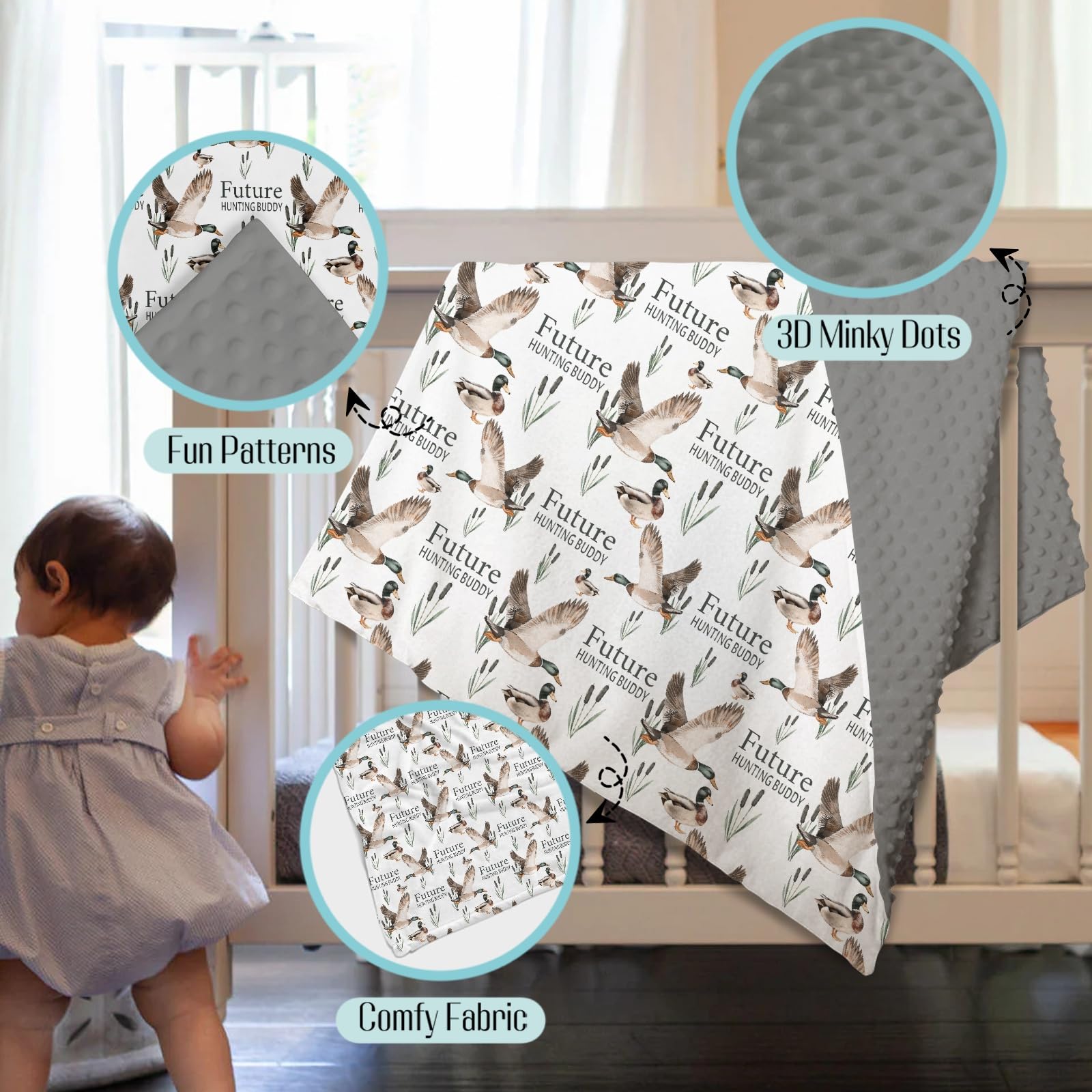 EyMzcod Mink Baby Blanket double-layer dotted backing highlights breathable comfort
