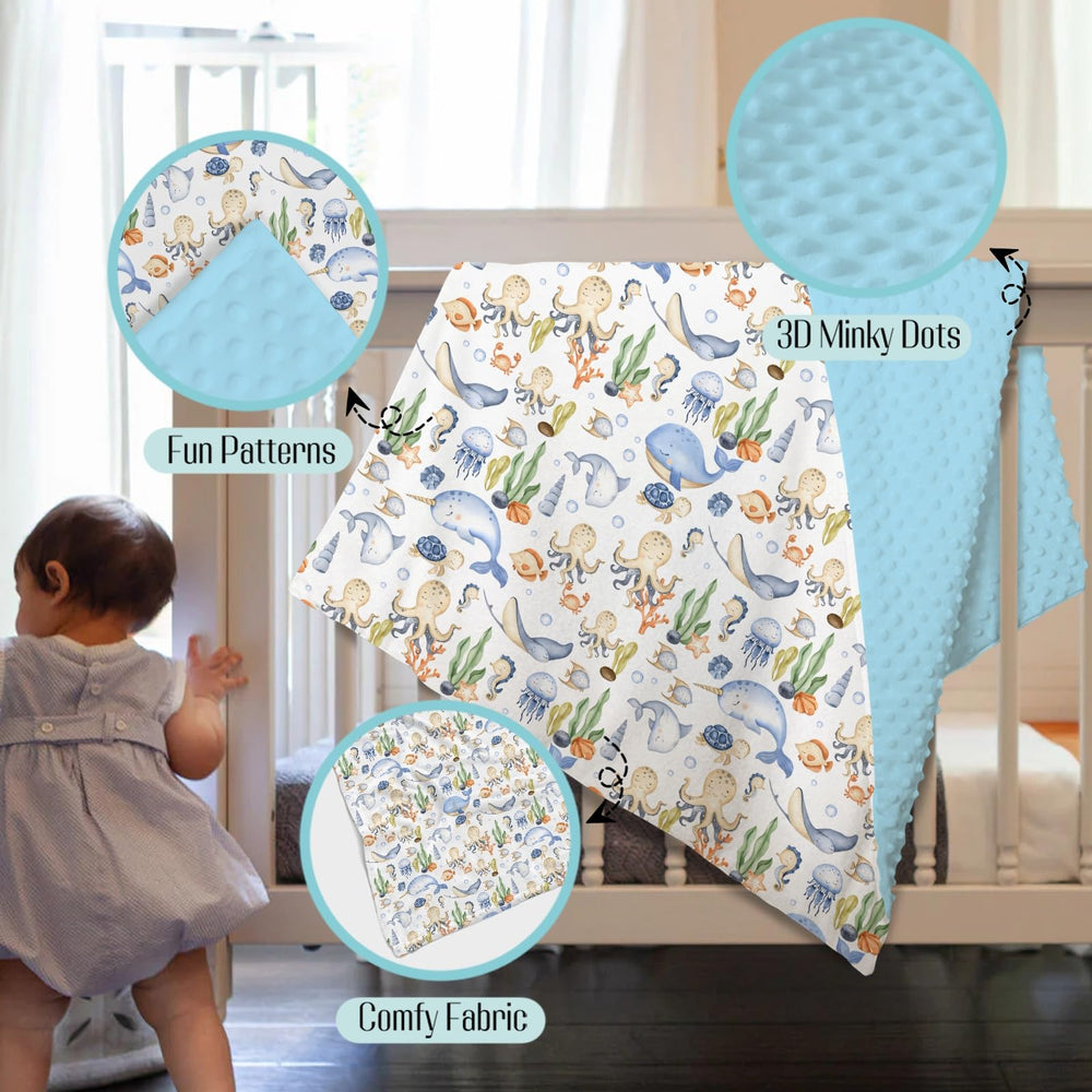 EyMzcod Mink Baby Blanket whale design provides extra softness in cribs and strollers.