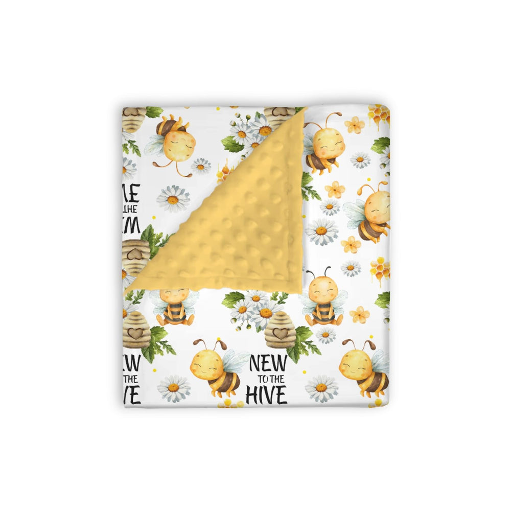 EyMzcod Mink Baby Blanket front view shows honey-bumble-bee floral, offering soft, cozy warmth