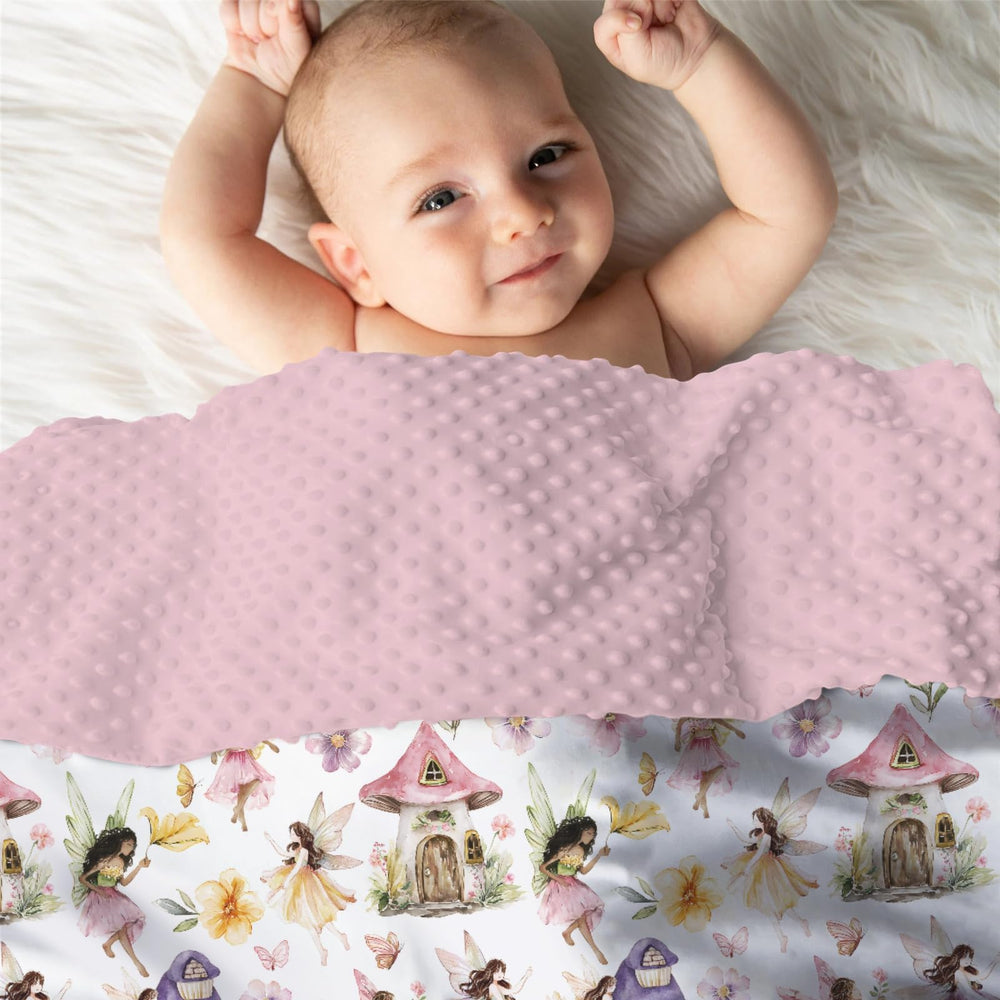 EyMzcod mink blanket mushroom floral design boosts sensory play moments.