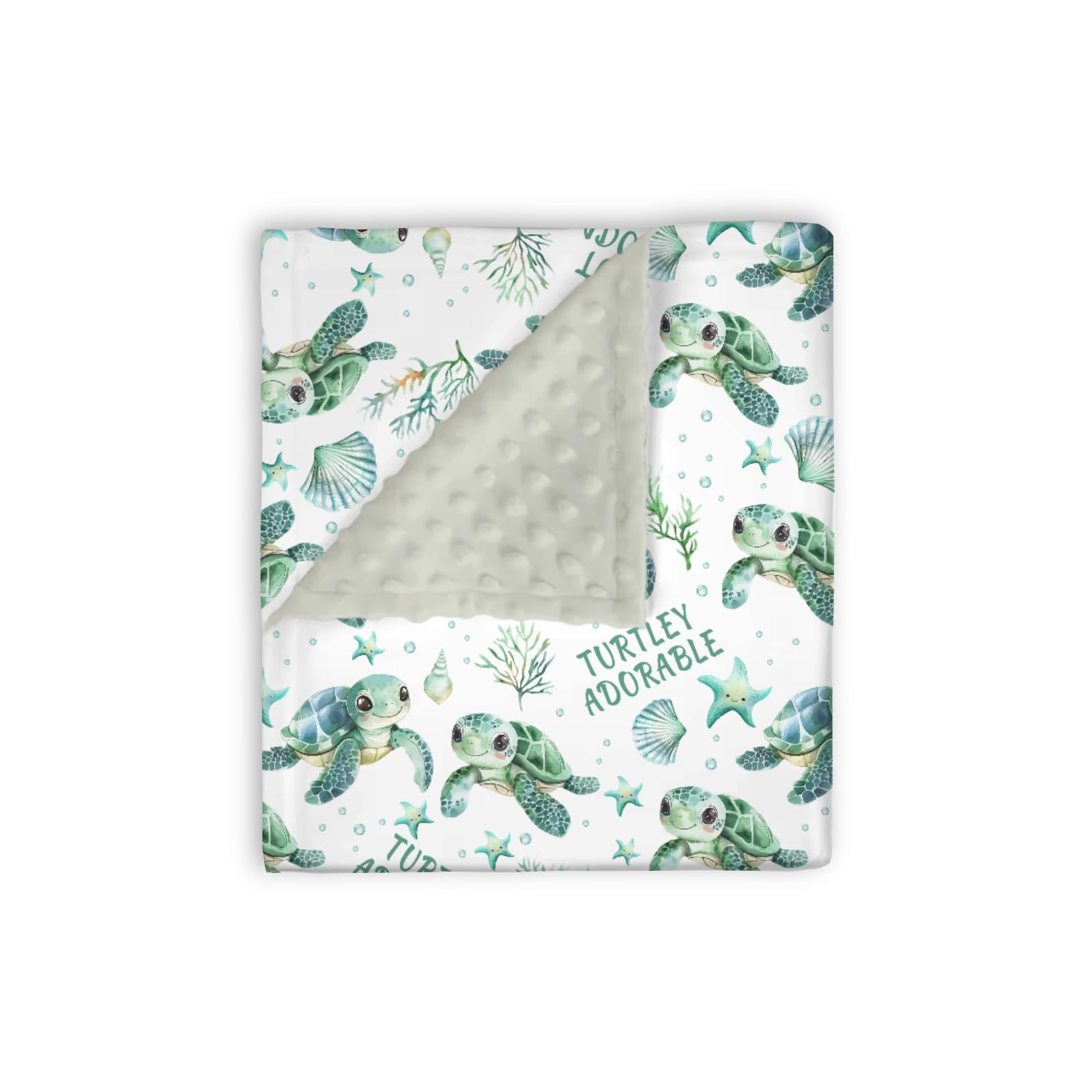 EyMzcod sea turtle mink blanket closeup showing ultra-soft warmth for newborns.