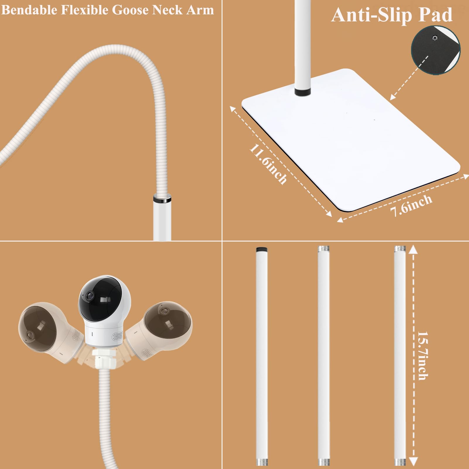 EYSAFT metal-arm detail highlights sturdy construction for stable camera positioning.