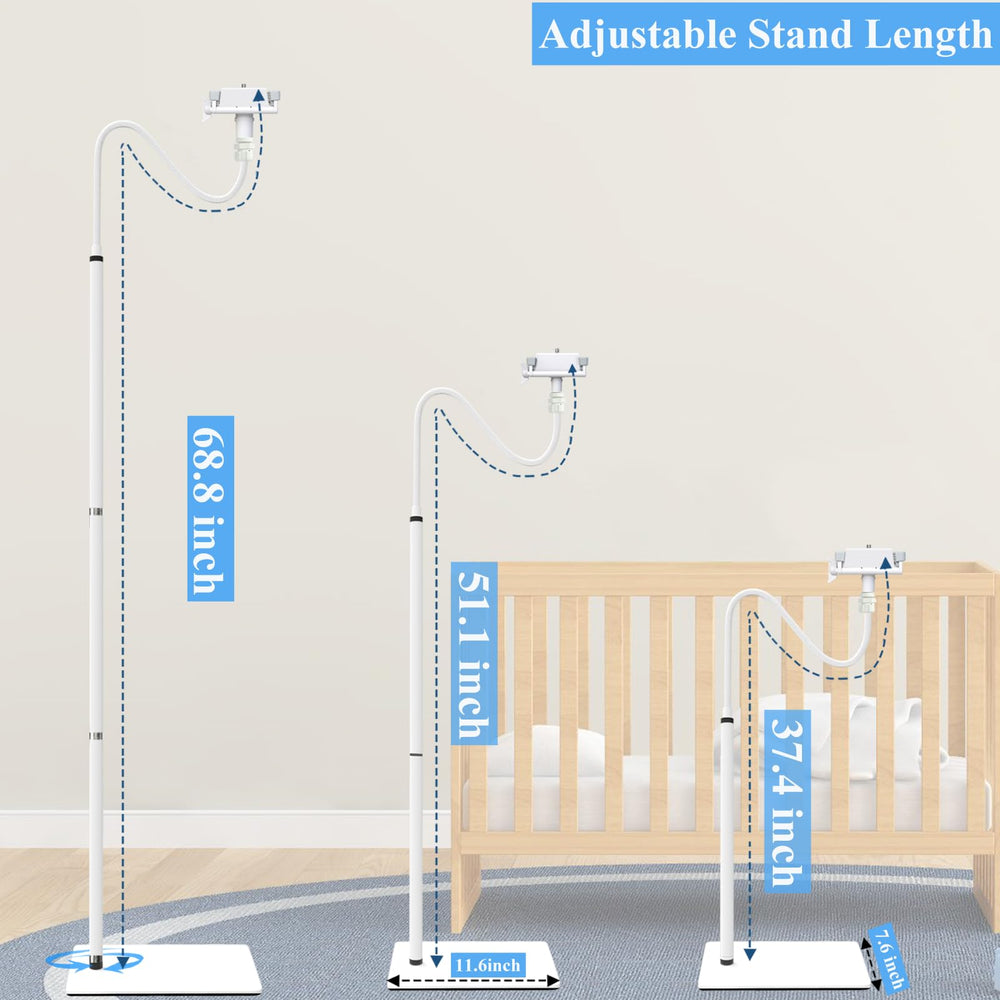 EYSAFT stand positioned near the crib to keep camera cords away.