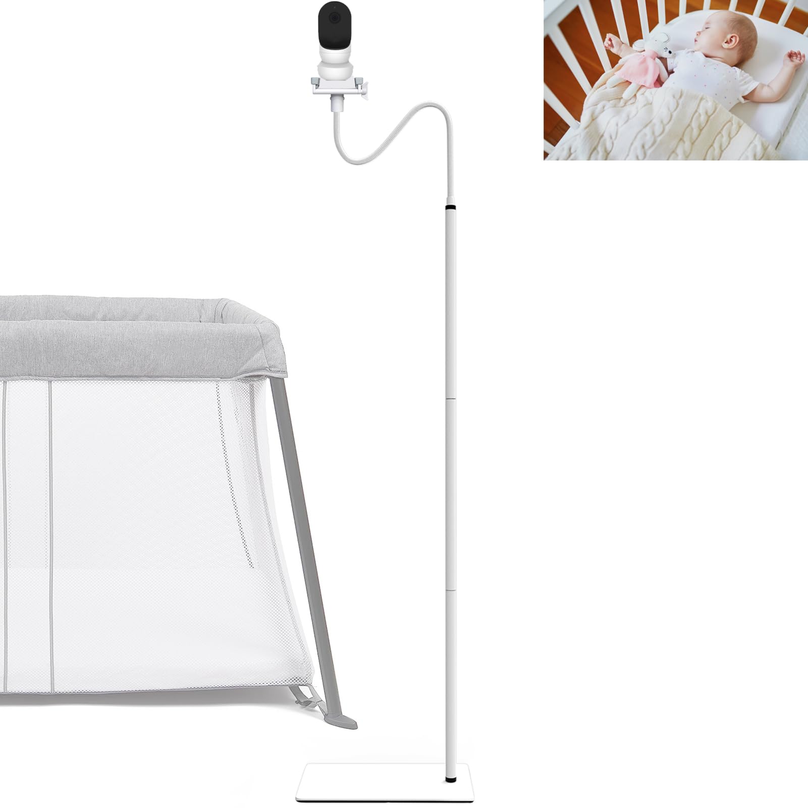 EYSAFT floor stand for Owlet Cam with stable base and adjustable height.