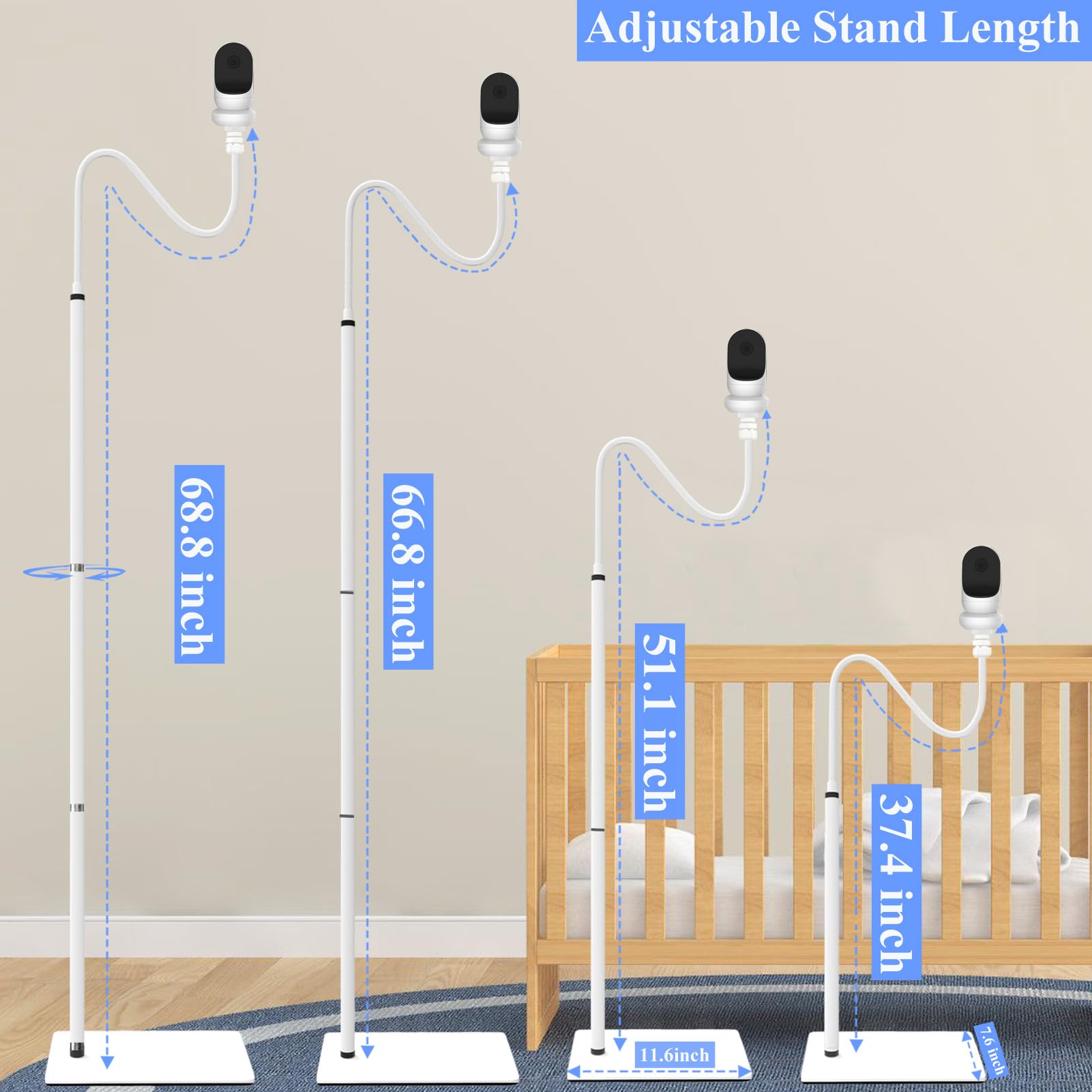 EYSAFT floor stand for Owlet Duo 2 enables flexible mounting and viewing angles.