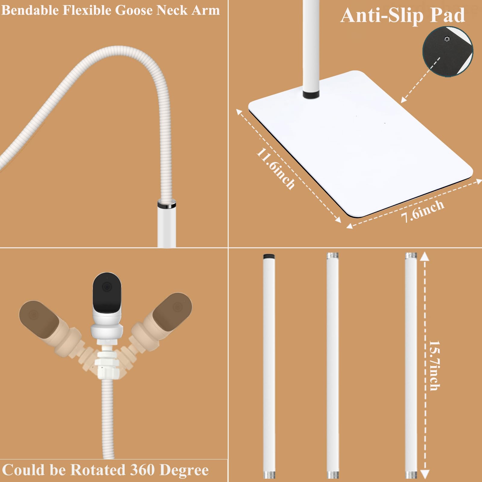 Height-adjustable EYSAFT stand lets you place the camera at the perfect height.
