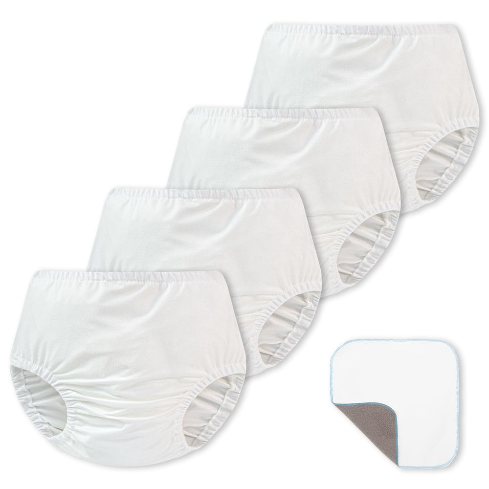 EZ Moms 4Packs diaper covers over toddler underwear for leak protection.