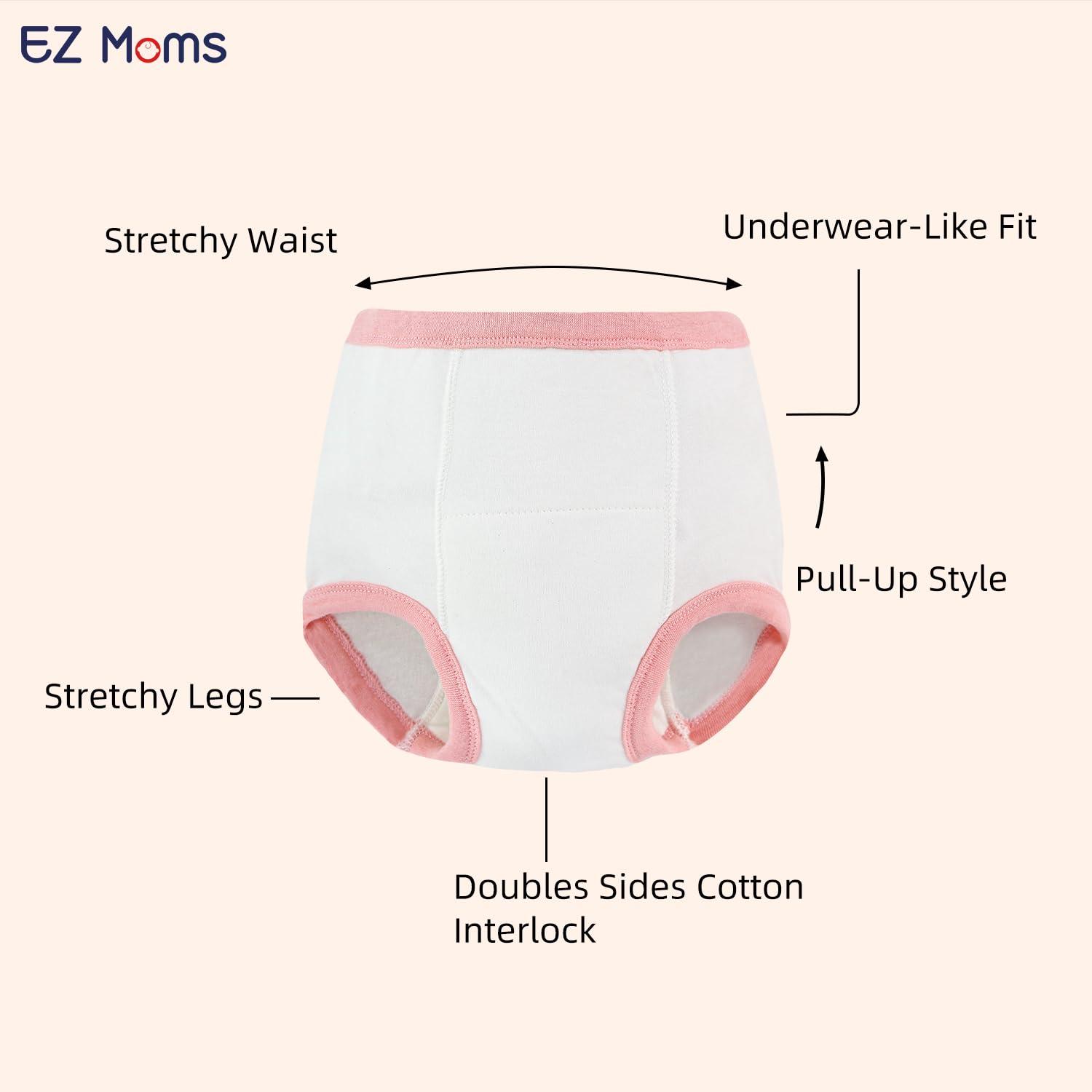 EZ Moms high-waist breathable fabric close-up for dry, comfortable wear.