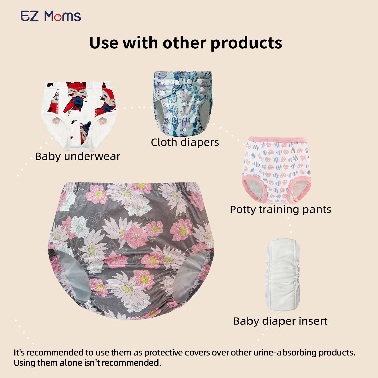 EZ Moms prints potty-training pants with playful design.