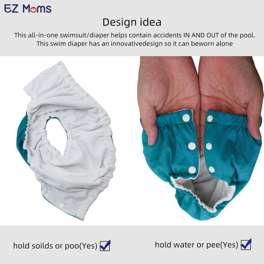EZ Moms diaper includes a laundry bag to simplify post-swim cleanup and storage.
