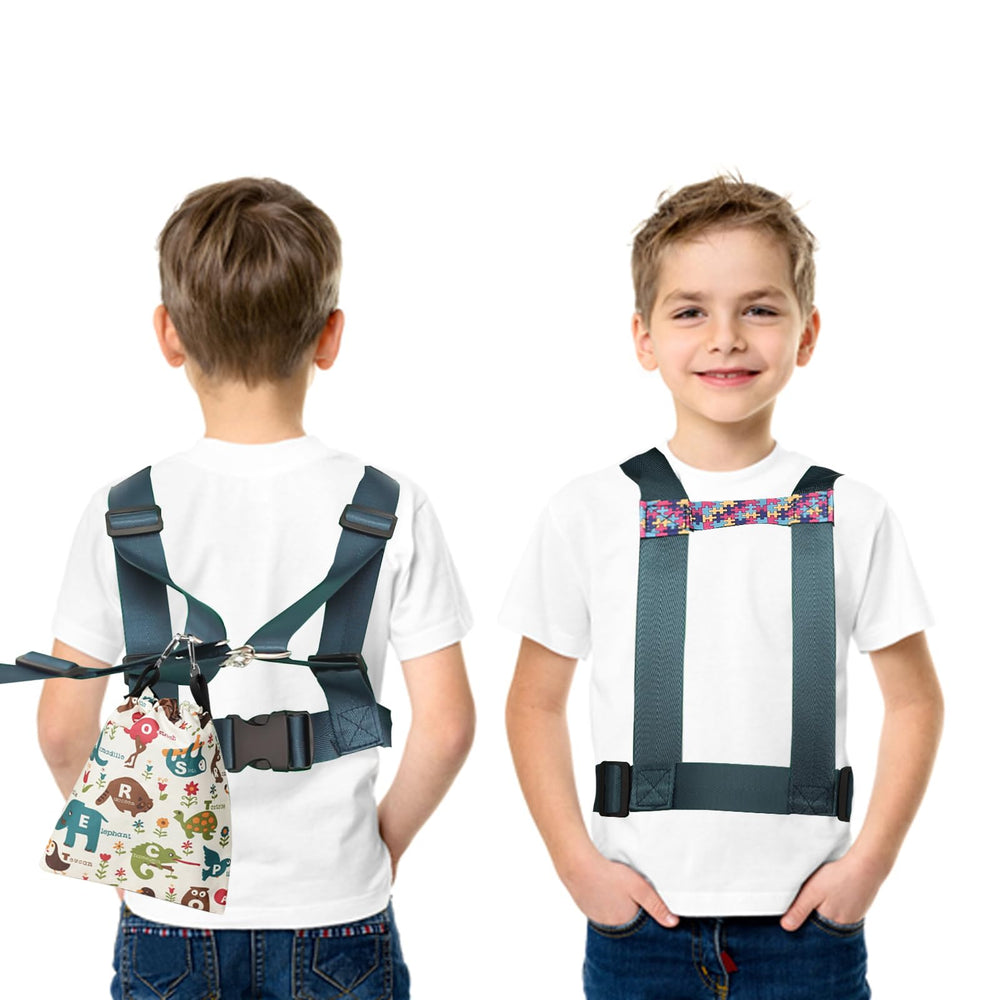 EZ4UVOY safety harness worn by child in park for secure outdoor outings.
