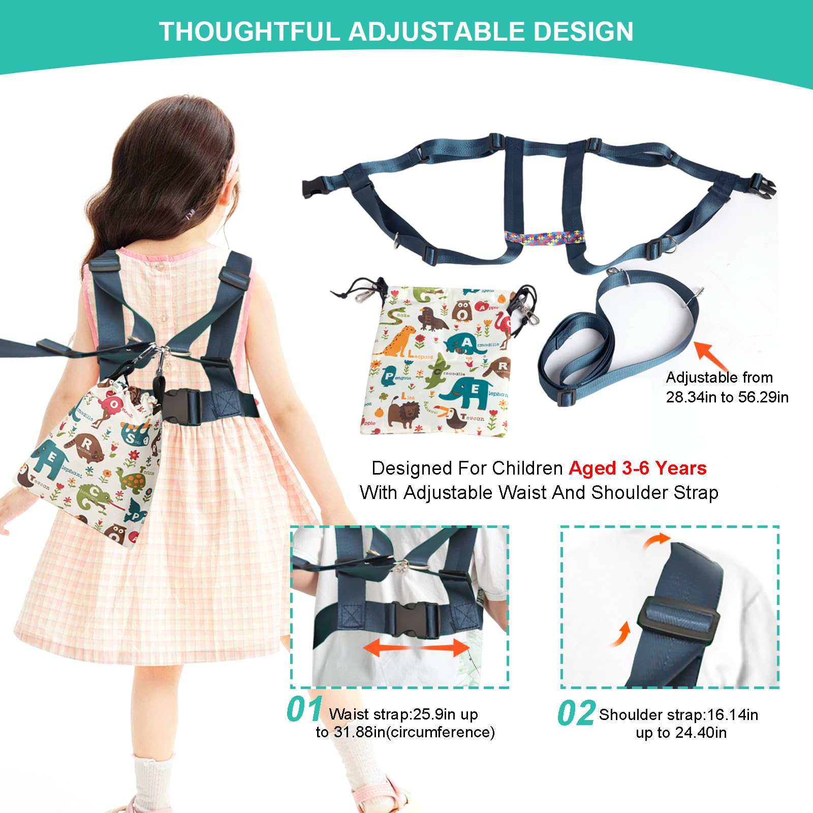 EZ4UVOY safety harness side view demonstrates adjustable fit for growing children during adventures.