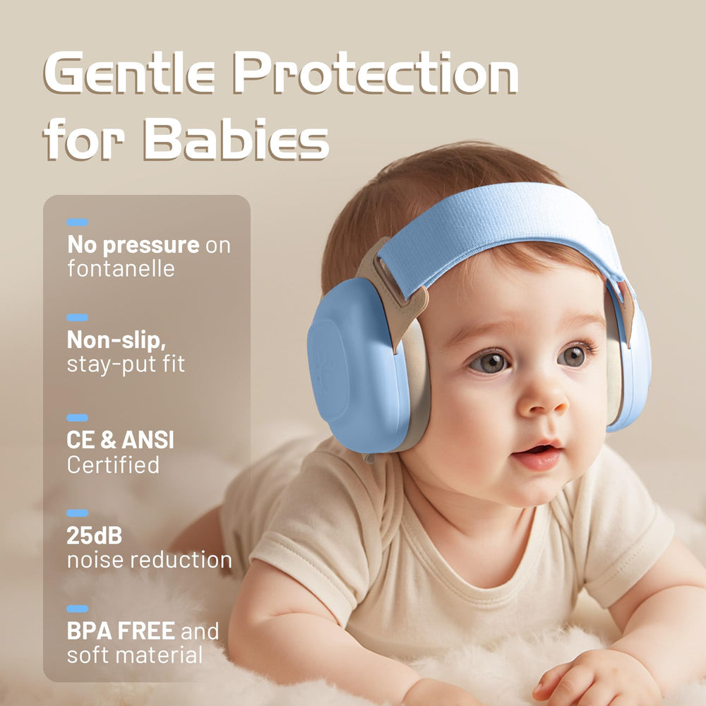EZARC Baby Ear Muffs adjustable headband for growing infants and comfy fit.