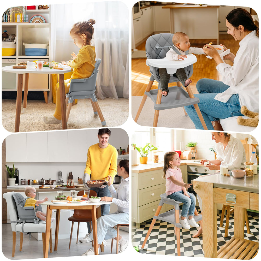 Ezebaby 6 in 1 high chair doubles as counter-height stool for versatile seating.
