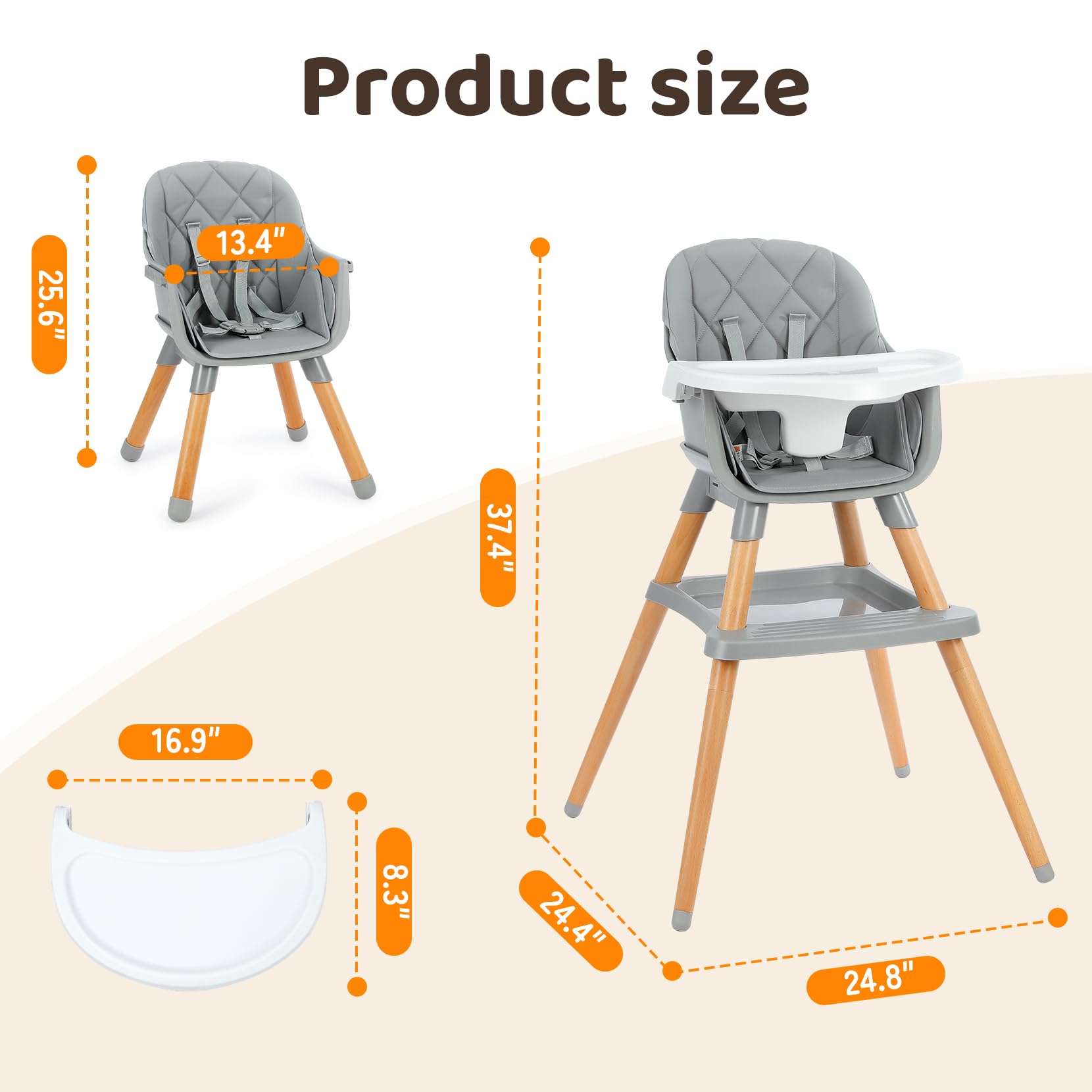 Ezebaby detachable cushions provide soft, secure support during every bite.