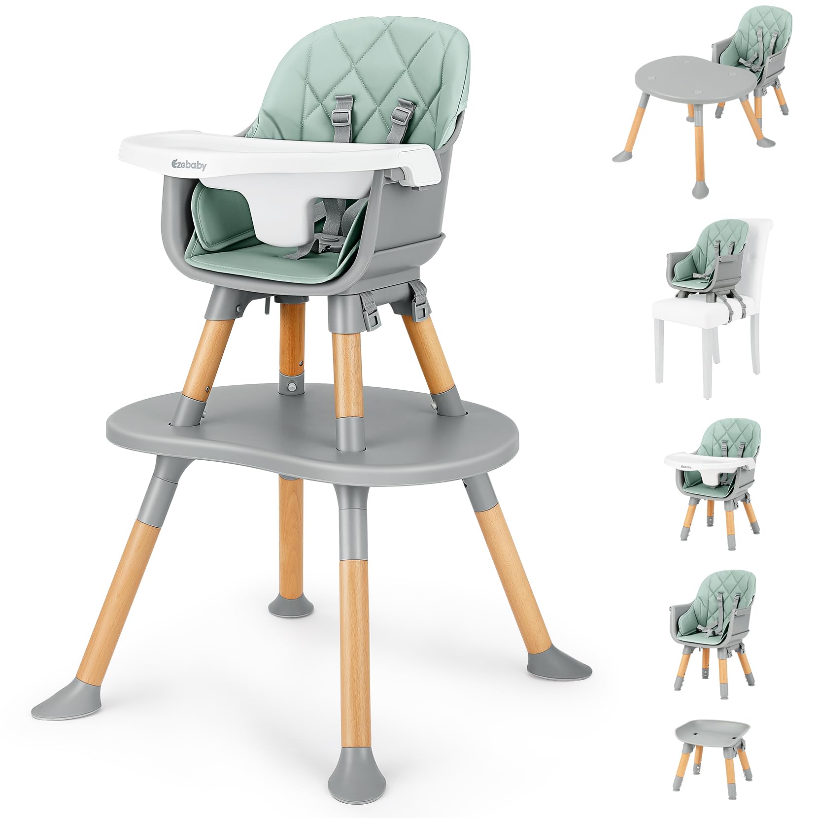 Ezebaby Convertible High Chair assembly view demonstrates sturdy, growth-ready design for growing families.