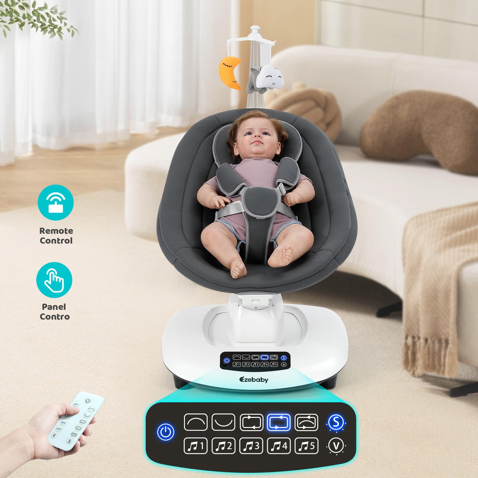 Ezebaby 5-point harness ensures secure baby support during use