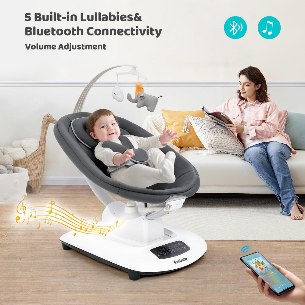Ezebaby swing with Bluetooth music and lullabies for calming melodies