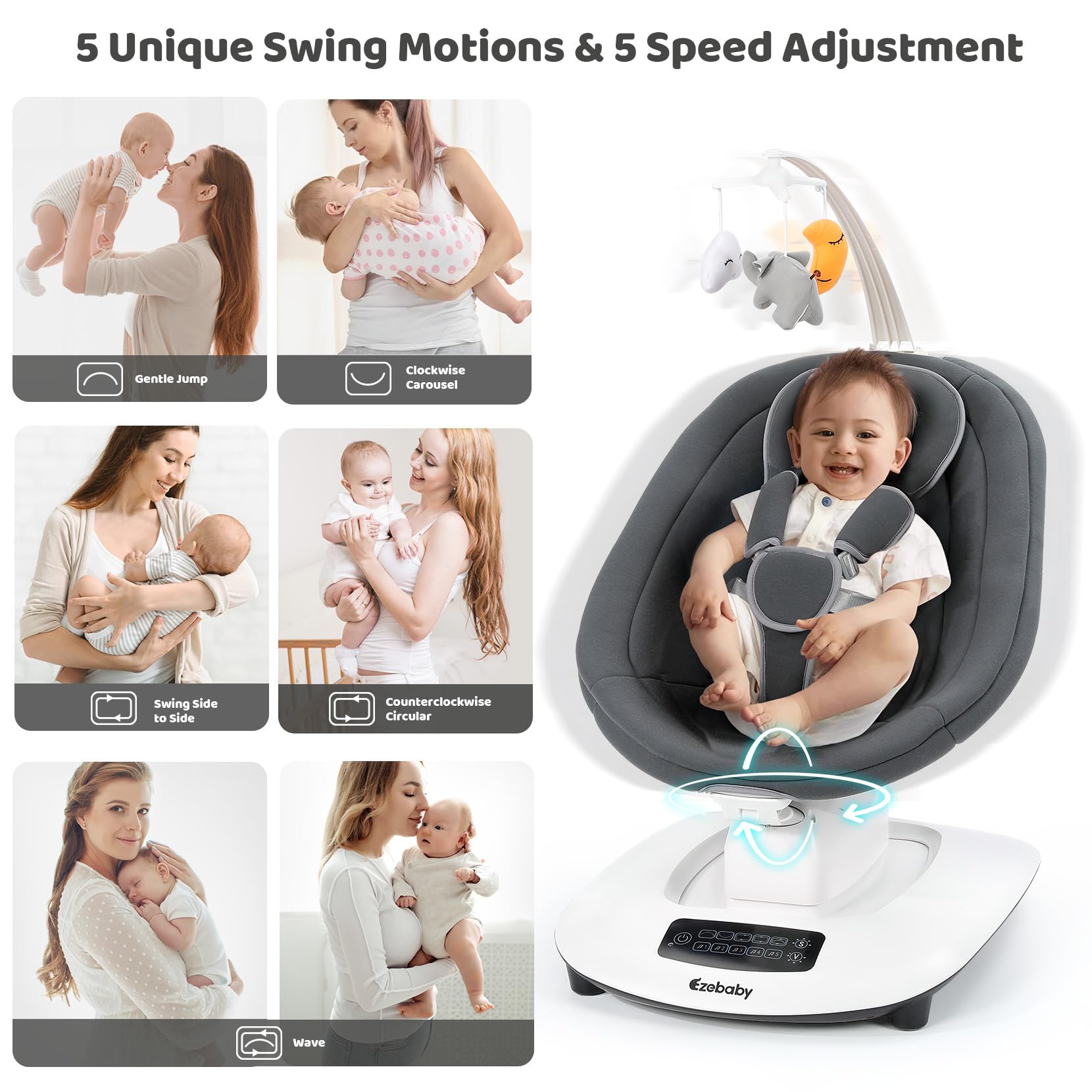 Ezebaby swing remote control enables hands-free adjustments without waking baby