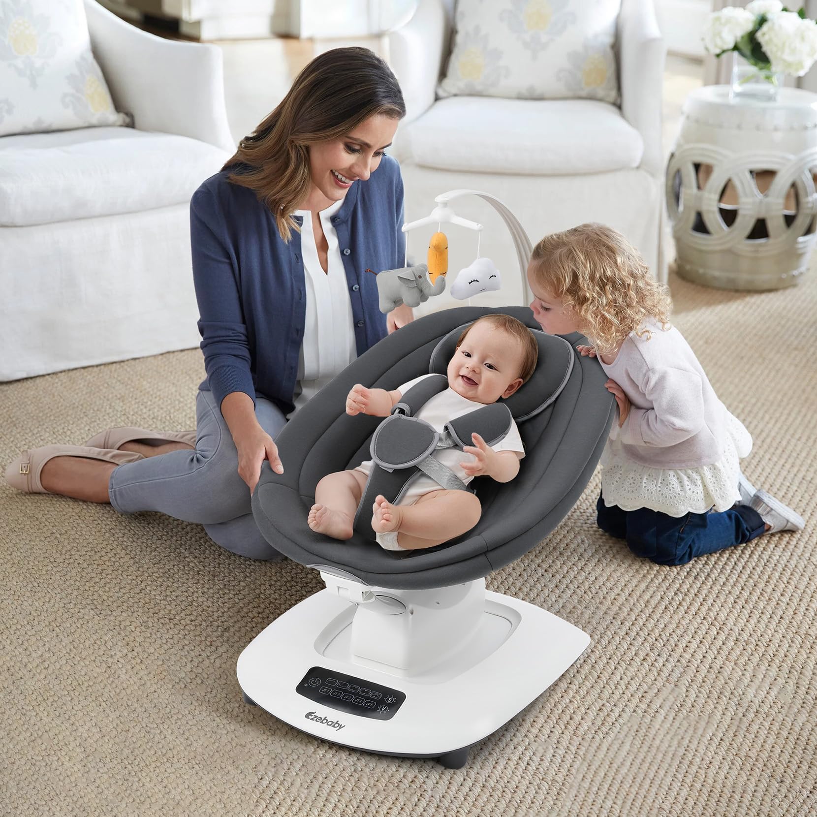 Ezebaby washable seat keeps the swing clean and fresh between uses