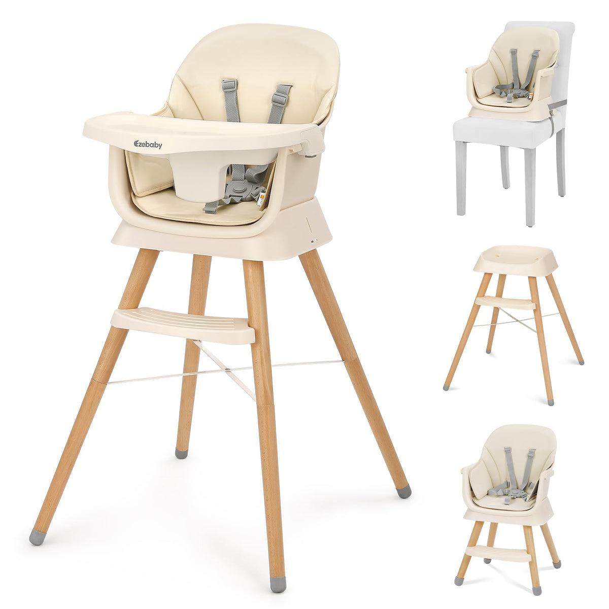 Ezebaby Portable High Chair full setup for feeding and growing toddlers.