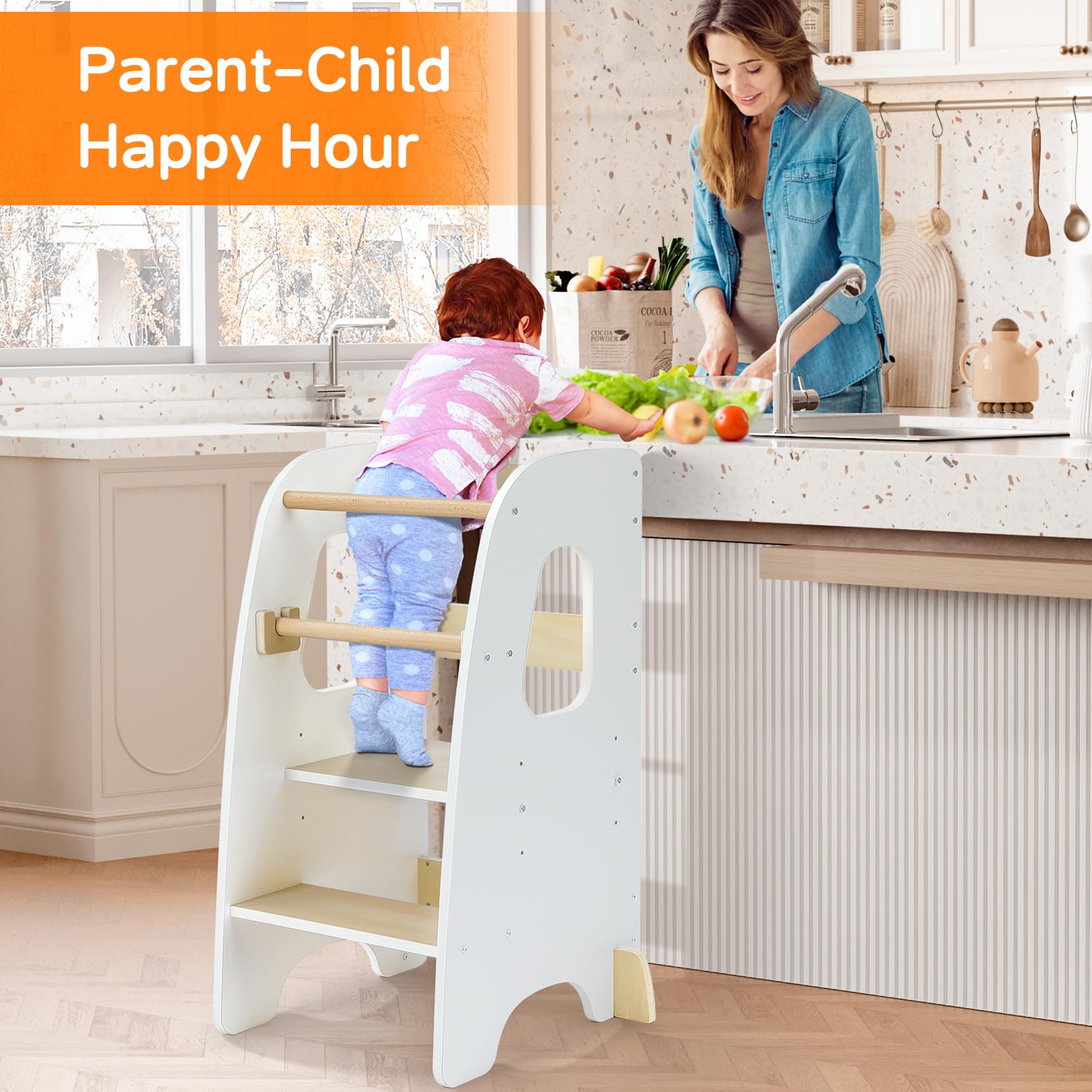 Ezebaby toddler standing tower rounded edges reduce bumps during independent learning