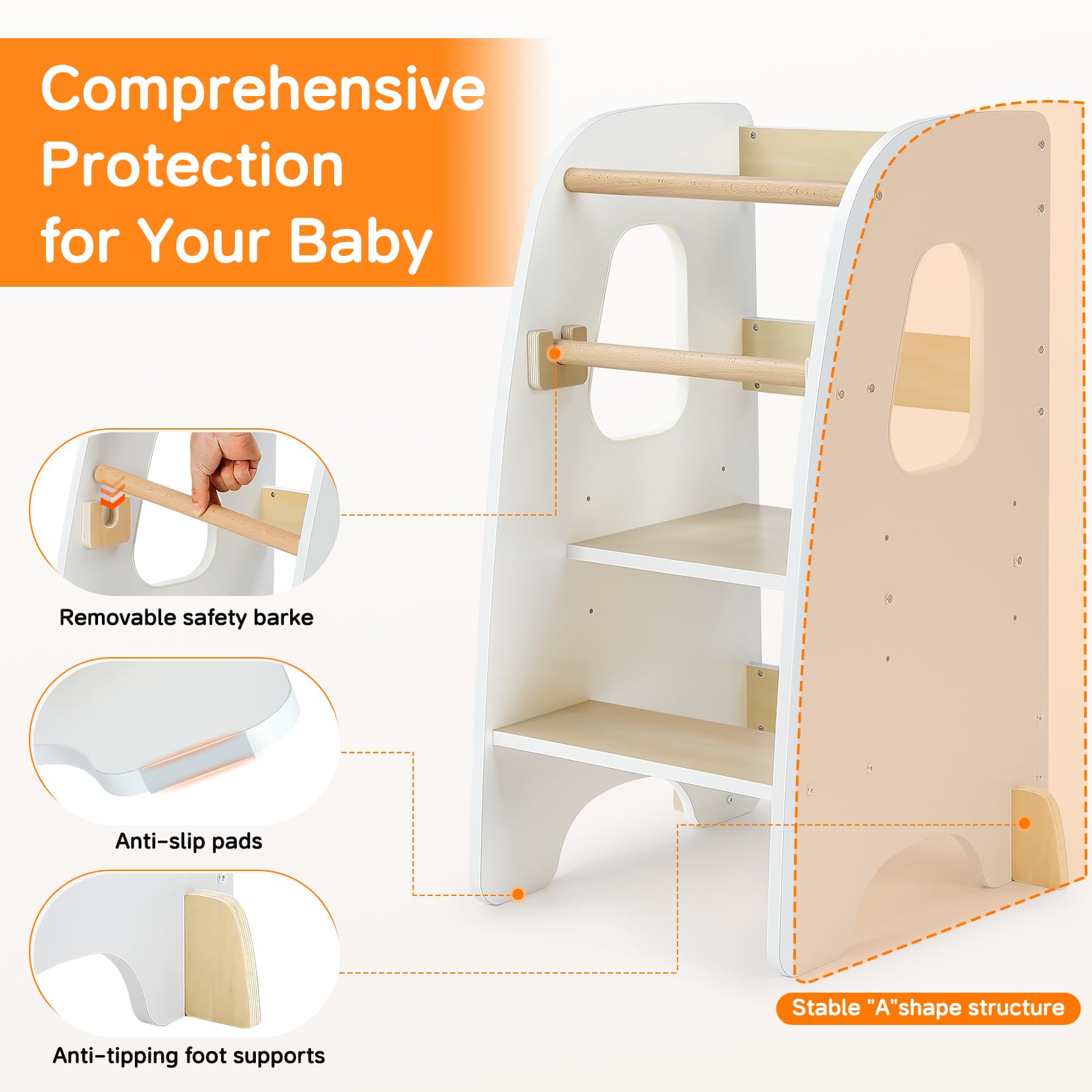 Ezebaby safety rail removal demonstrates versatile use as a regular step stool