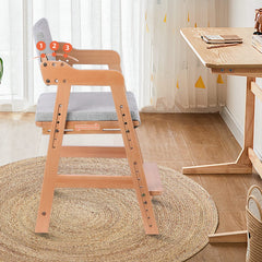 Ezebaby wooden high chair arch back in three positions for posture support.